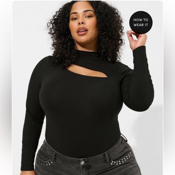 NWOT Torrid Foxy Mock Turtleneck Neck Cutout top - Picture 1 of 4